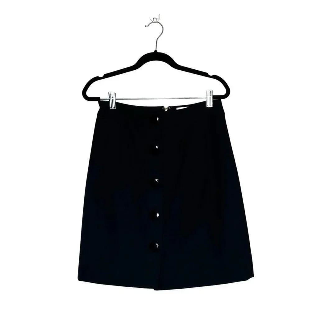 Kate Spade Pleated Button Down Wool Skirt Women's Black Size 4